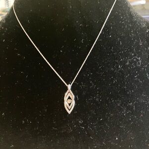 Sterling Silver Marquise Pendant Necklace - Silver